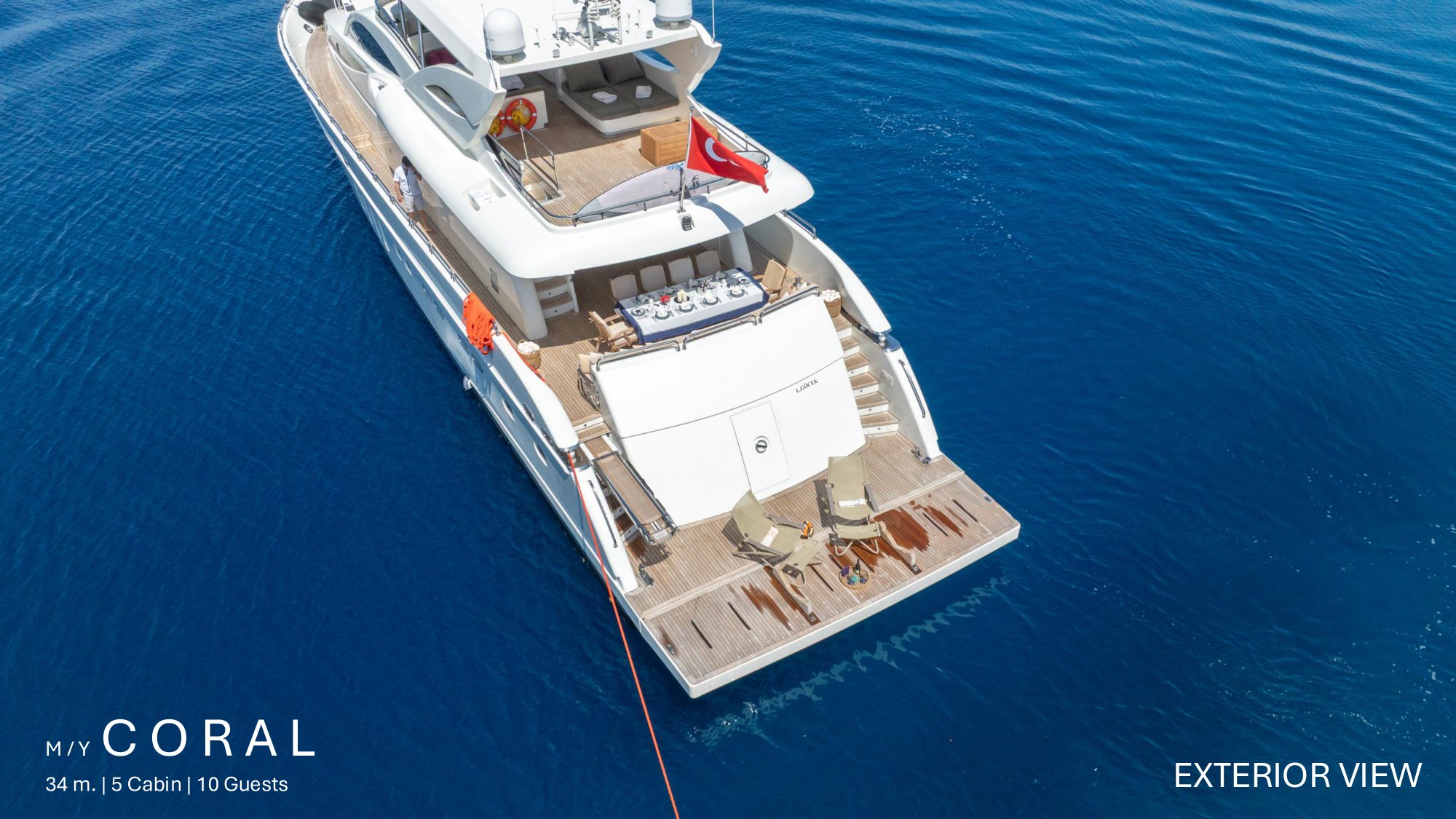 M/Y Coral — Havadan arka güverte